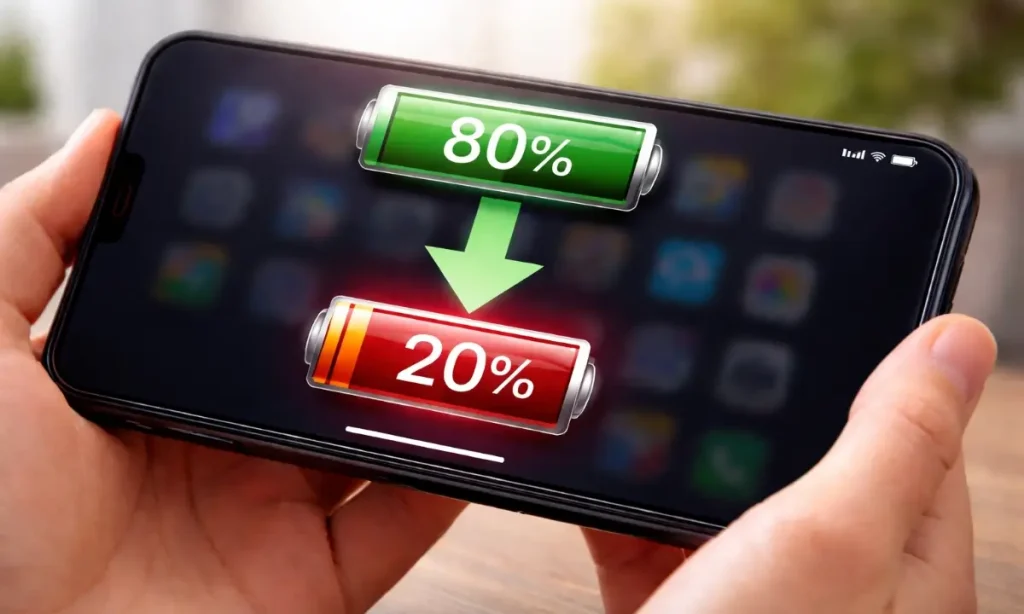 Why is my phone battery draining so fast from 70% to 20% within 10 minutes?